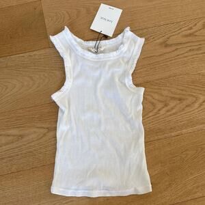 Lounge - Fringed Rib Sleeveless Tank Top in White